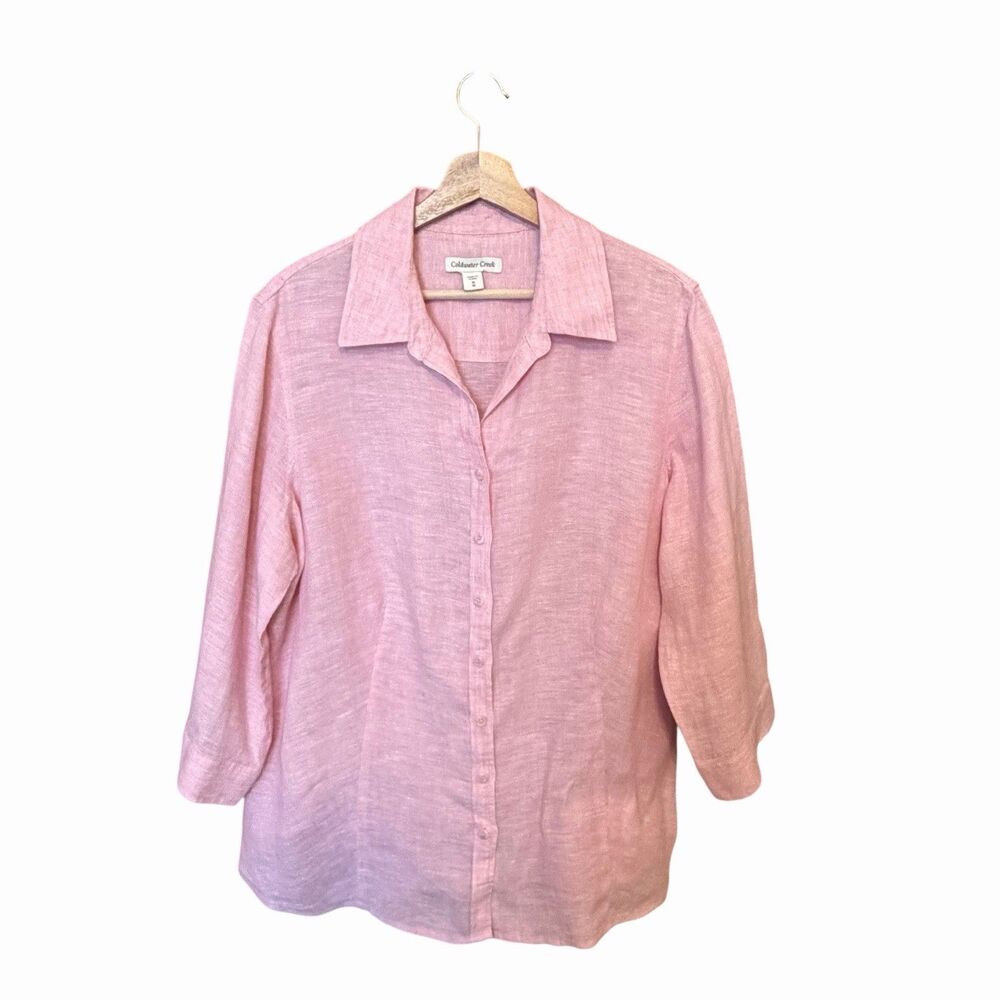 Coldwater Creek Womens Oversized Linen Top Size 1X Button Up Coastal Minimalist